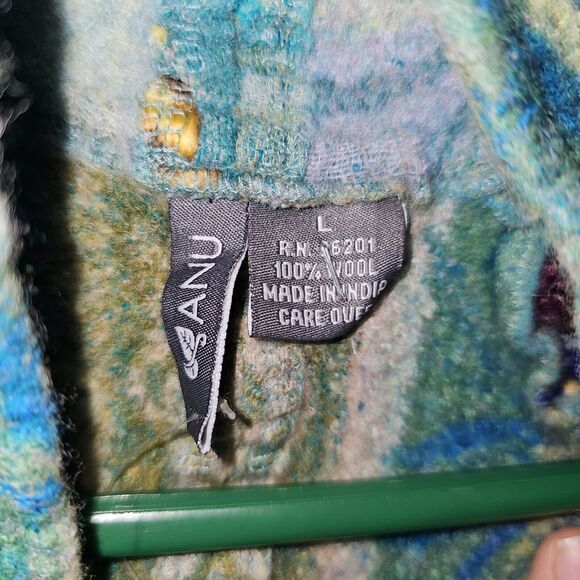 Anu Girls Unique Embroidered Jacket Size Large 100% Wool Colorful Wearable Art - Picture 8 of 16